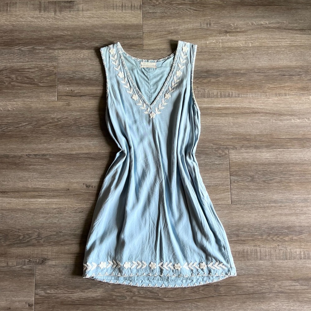 Urban Outfitters Light Blue Mini Dress with Embroidered Detail